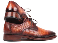 PAUL PARKMAN Paul Parkman Brown Crocodile Embossed Calfskin Goodyear Welted Derby Shoes (ID#5286BRW)
