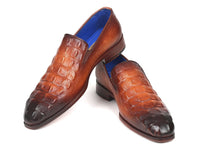 PAUL PARKMAN Paul Parkman Brown Crocodile Embossed Calfskin Loafers (ID#5576-BRW)