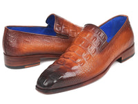 PAUL PARKMAN Paul Parkman Brown Crocodile Embossed Calfskin Loafers (ID#5576-BRW)