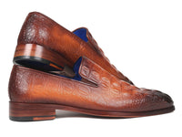 PAUL PARKMAN Paul Parkman Brown Crocodile Embossed Calfskin Loafers (ID#5576-BRW)