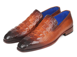 PAUL PARKMAN Paul Parkman Brown Crocodile Embossed Calfskin Loafers (ID#5576-BRW)