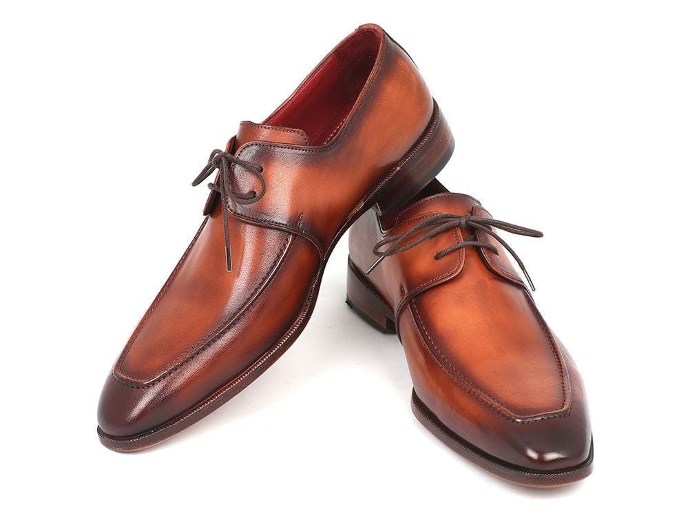 PAUL PARKMAN Paul Parkman Brown Leather Apron Derby Shoes For Men (ID#33SX92)