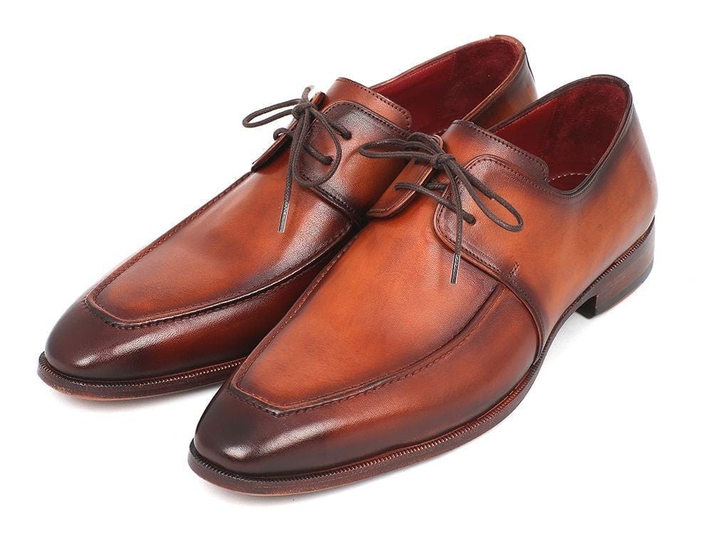 PAUL PARKMAN Paul Parkman Brown Leather Apron Derby Shoes For Men (ID#33SX92)