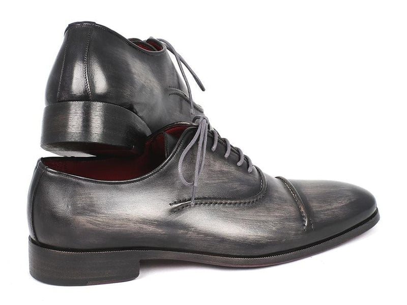 PAUL PARKMAN Paul Parkman Captoe Oxfords Gray & Black Hand Painted Shoes (ID#077-GRY)