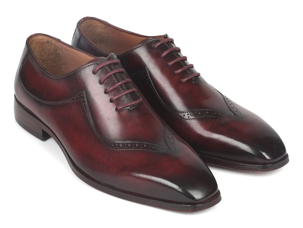 PAUL PARKMAN Paul Parkman Dark Bordeaux Hand-Painted Men's Oxfrods (ID#35BRD25)