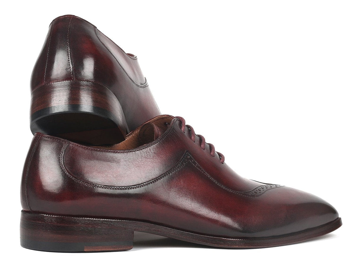 PAUL PARKMAN Paul Parkman Dark Bordeaux Hand-Painted Men's Oxfrods (ID#35BRD25)