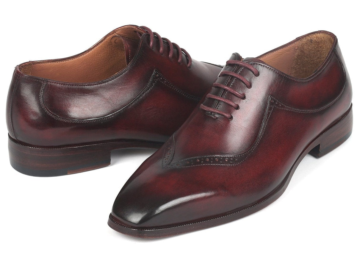 PAUL PARKMAN Paul Parkman Dark Bordeaux Hand-Painted Men's Oxfrods (ID#35BRD25)