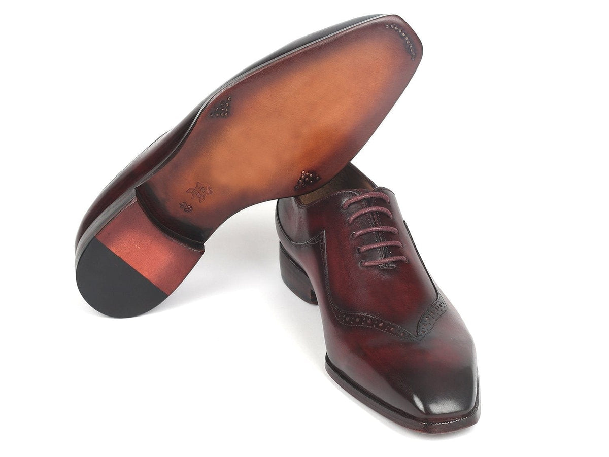 PAUL PARKMAN Paul Parkman Dark Bordeaux Hand-Painted Men's Oxfrods (ID#35BRD25)