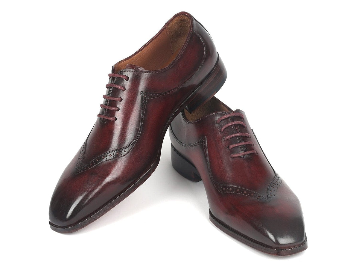 PAUL PARKMAN Paul Parkman Dark Bordeaux Hand-Painted Men's Oxfrods (ID#35BRD25)