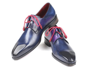 PAUL PARKMAN Paul Parkman Ghillie Lacing Blue Dress Shoes (ID#GT511BLU)