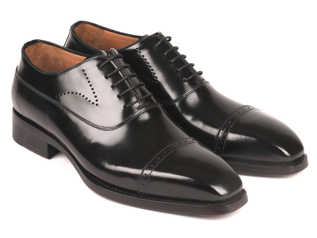 PAUL PARKMAN Paul Parkman Goodyear Welted Cap Toe Oxfords Black Polished Leather (ID#056BLK84)