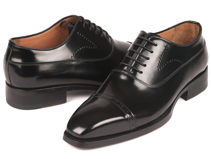 PAUL PARKMAN Paul Parkman Goodyear Welted Cap Toe Oxfords Black Polished Leather (ID#056BLK84)