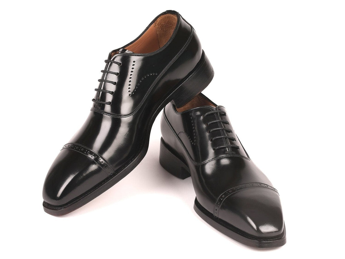 PAUL PARKMAN Paul Parkman Goodyear Welted Cap Toe Oxfords Black Polished Leather (ID#056BLK84)