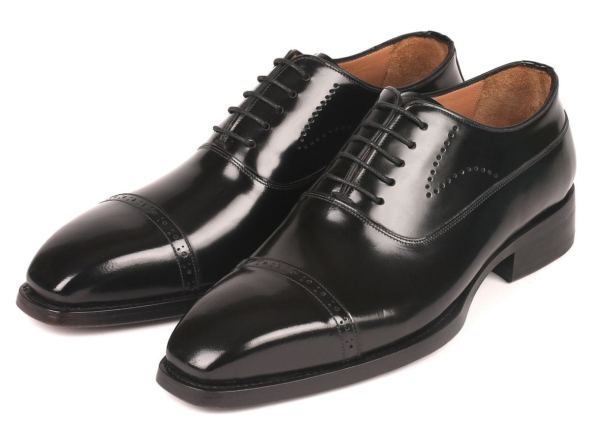 PAUL PARKMAN Paul Parkman Goodyear Welted Cap Toe Oxfords Black Polished Leather (ID#056BLK84)