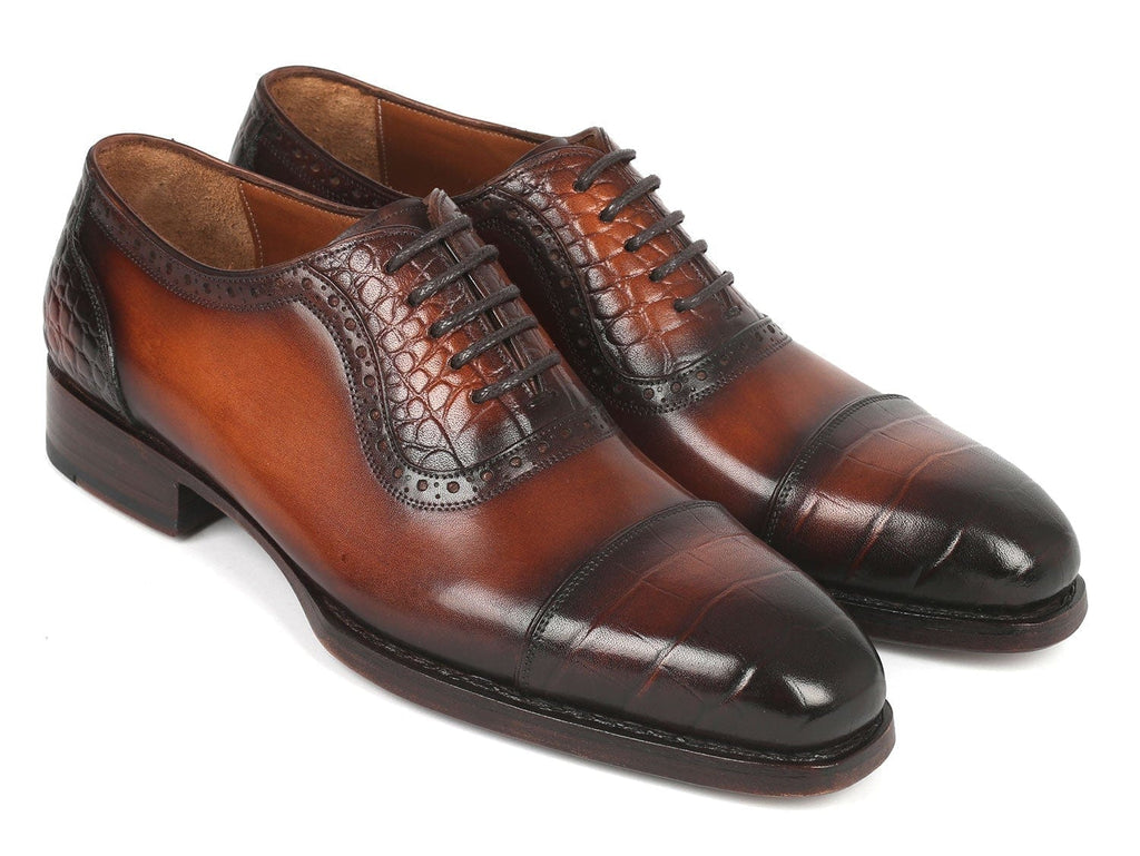 PAUL PARKMAN Paul Parkman Goodyear Welted Cap Toe Oxfords Brown (ID#9482-BRW)