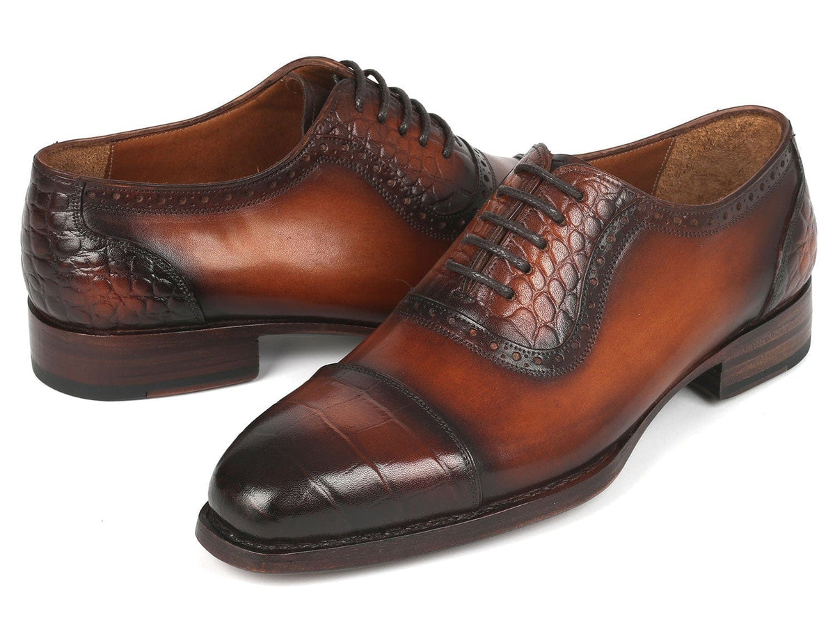 PAUL PARKMAN Paul Parkman Goodyear Welted Cap Toe Oxfords Brown (ID#9482-BRW)