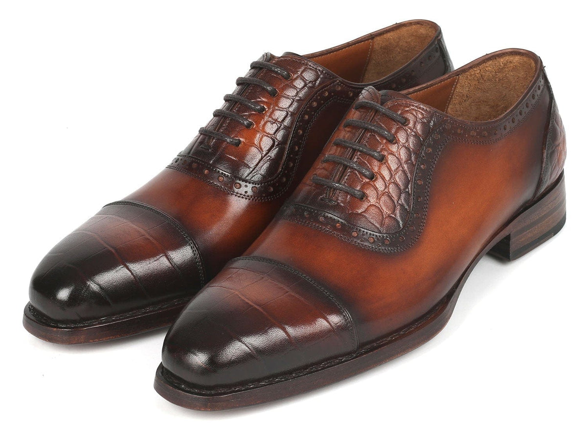 PAUL PARKMAN Paul Parkman Goodyear Welted Cap Toe Oxfords Brown (ID#9482-BRW)