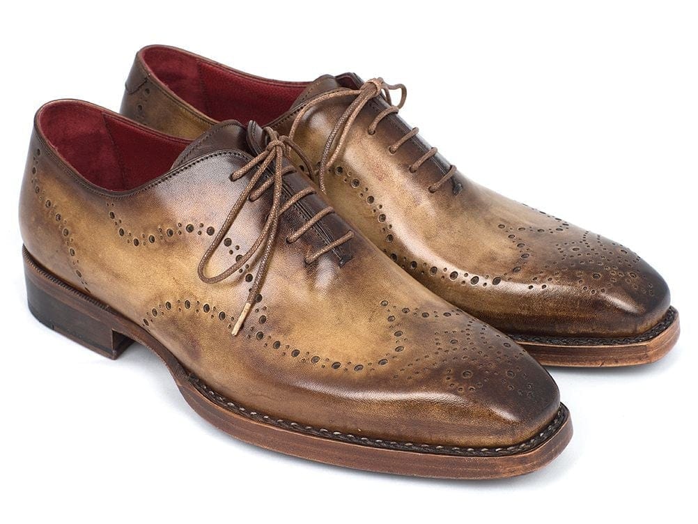 PAUL PARKMAN Paul Parkman Goodyear Welted Men's Wingtip Oxfords Antique Olive (ID#87OLV54)