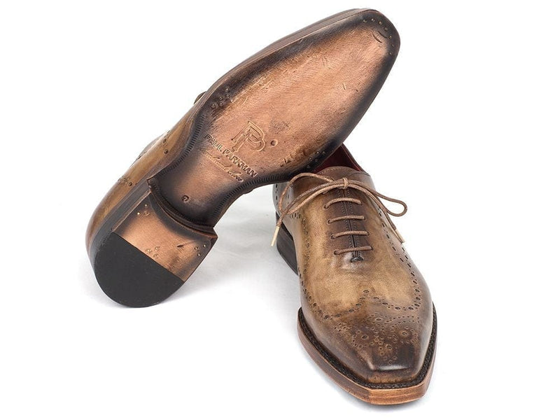 PAUL PARKMAN Paul Parkman Goodyear Welted Men's Wingtip Oxfords Antique Olive (ID#87OLV54)