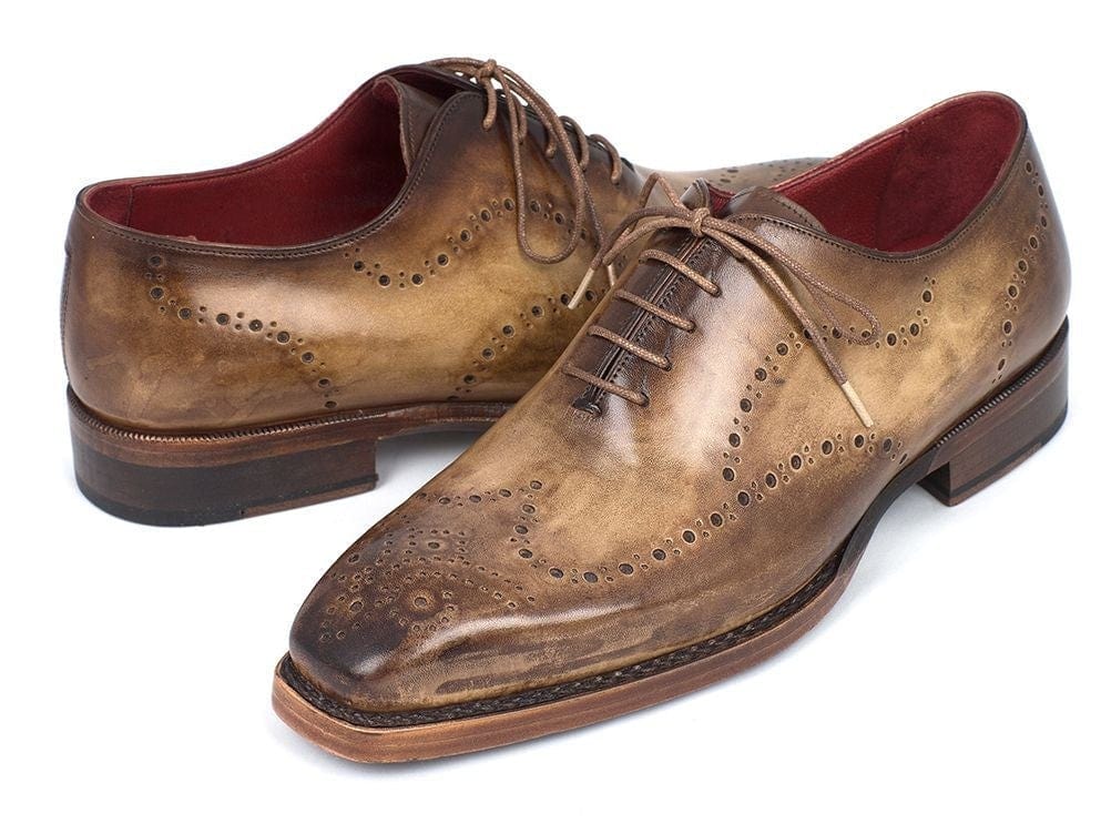 PAUL PARKMAN Paul Parkman Goodyear Welted Men's Wingtip Oxfords Antique Olive (ID#87OLV54)