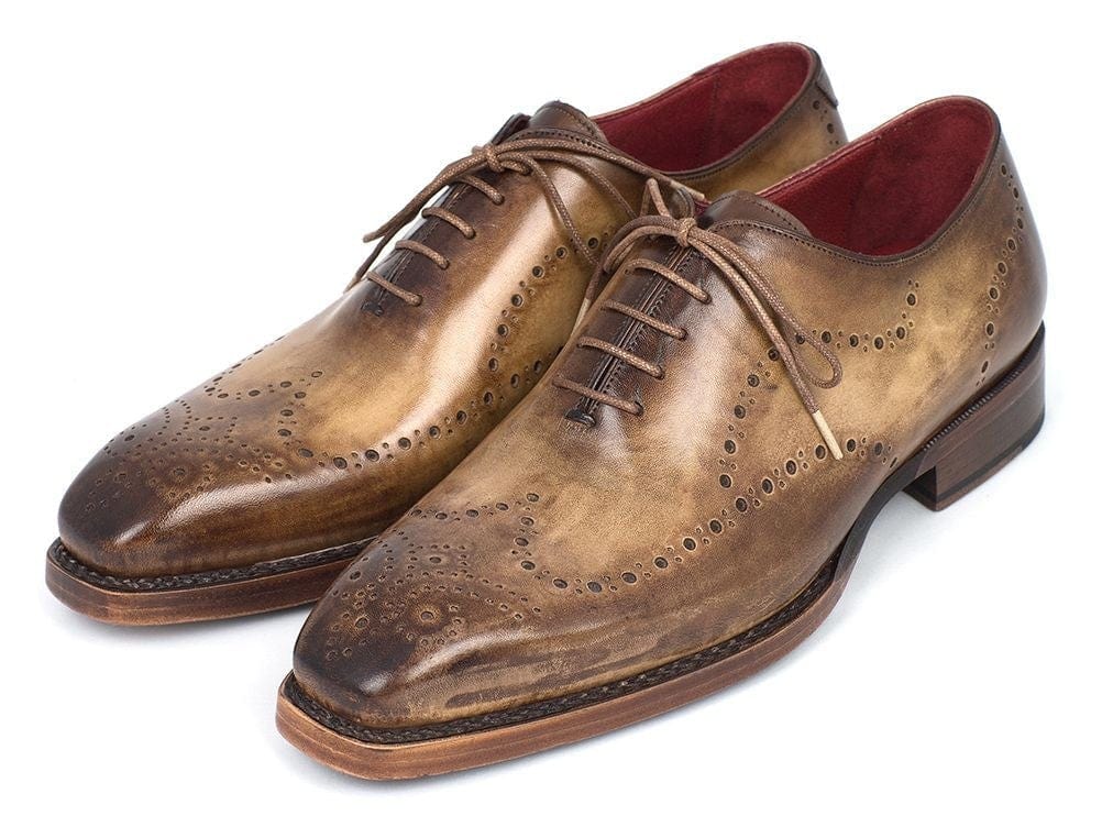 PAUL PARKMAN Paul Parkman Goodyear Welted Men's Wingtip Oxfords Antique Olive (ID#87OLV54)