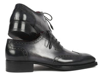 PAUL PARKMAN Paul Parkman Goodyear Welted Men's Wingtip Oxfords Black & Gray (ID#6819-GRY)