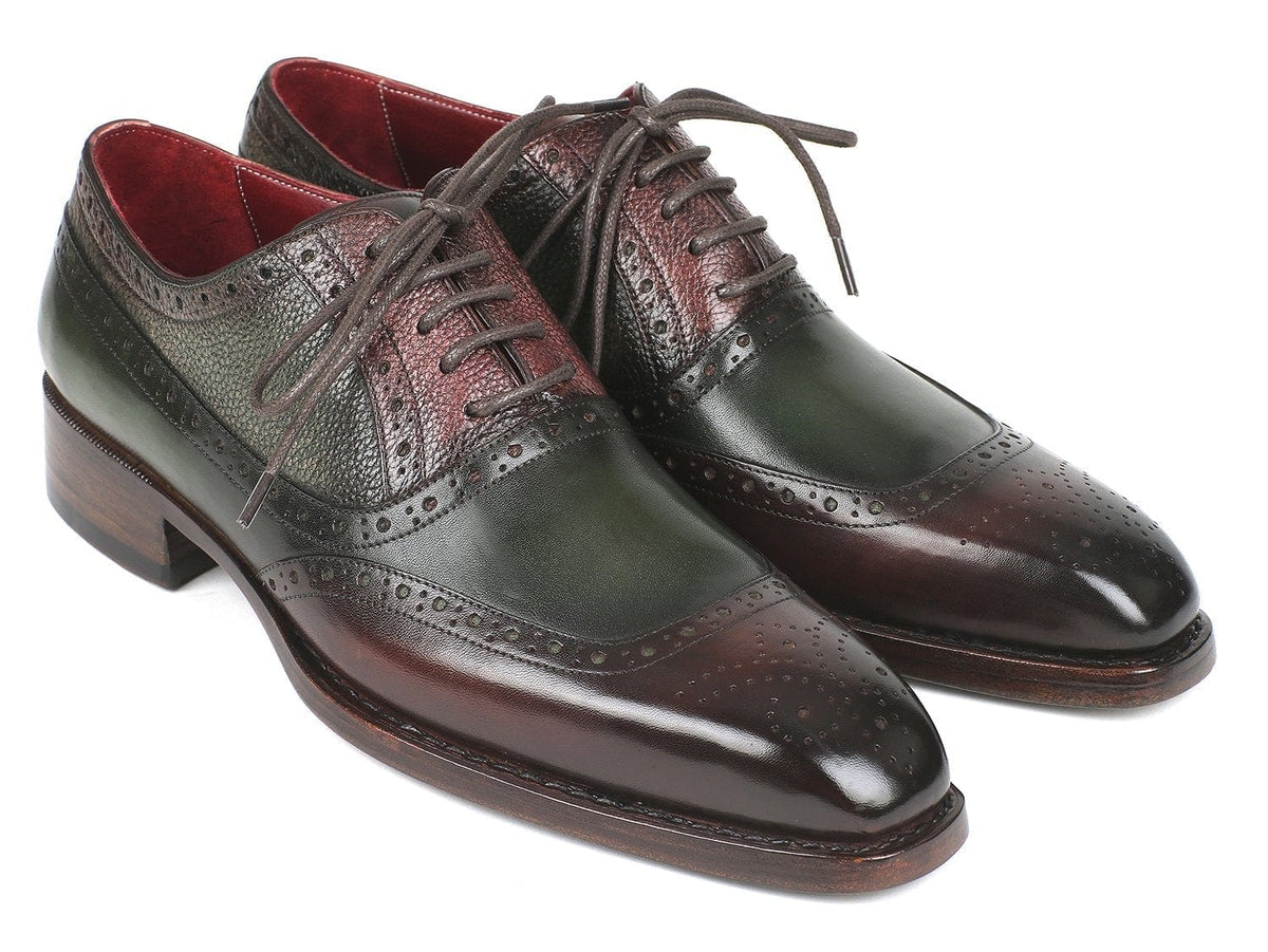 PAUL PARKMAN Paul Parkman Goodyear Welted Oxfords Brown & Green (ID#BW926GR)
