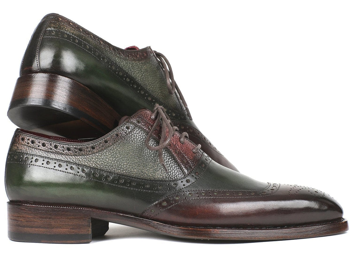 PAUL PARKMAN Paul Parkman Goodyear Welted Oxfords Brown & Green (ID#BW926GR)