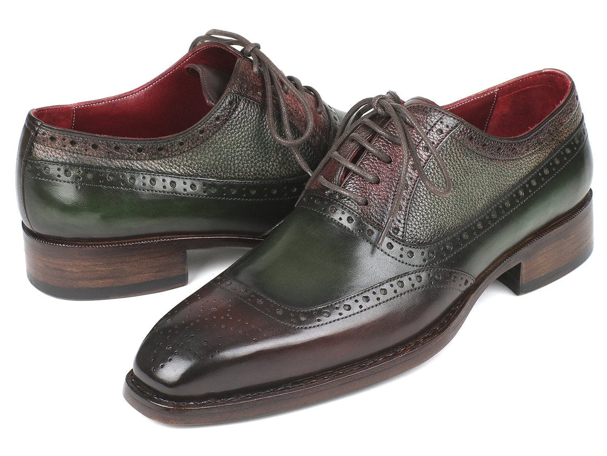 PAUL PARKMAN Paul Parkman Goodyear Welted Oxfords Brown & Green (ID#BW926GR)