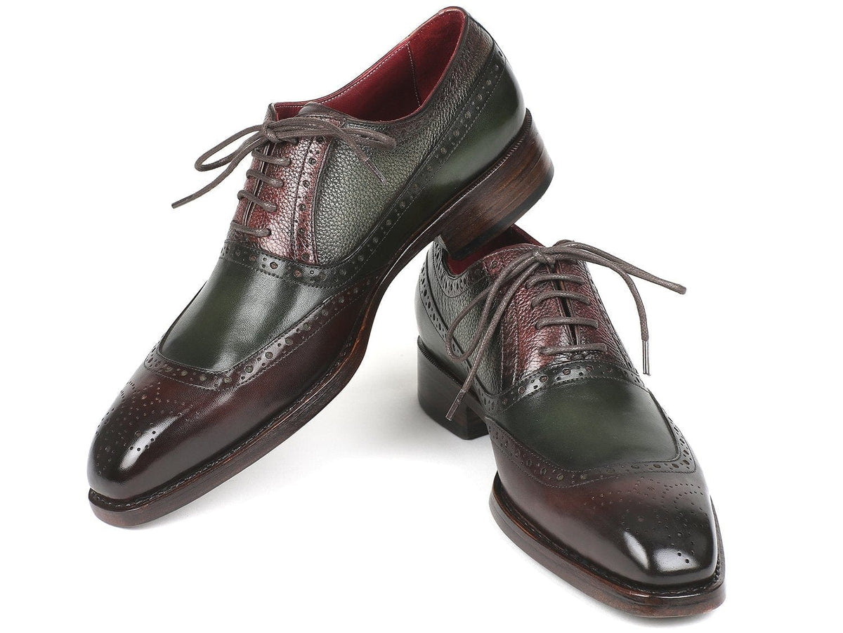 PAUL PARKMAN Paul Parkman Goodyear Welted Oxfords Brown & Green (ID#BW926GR)
