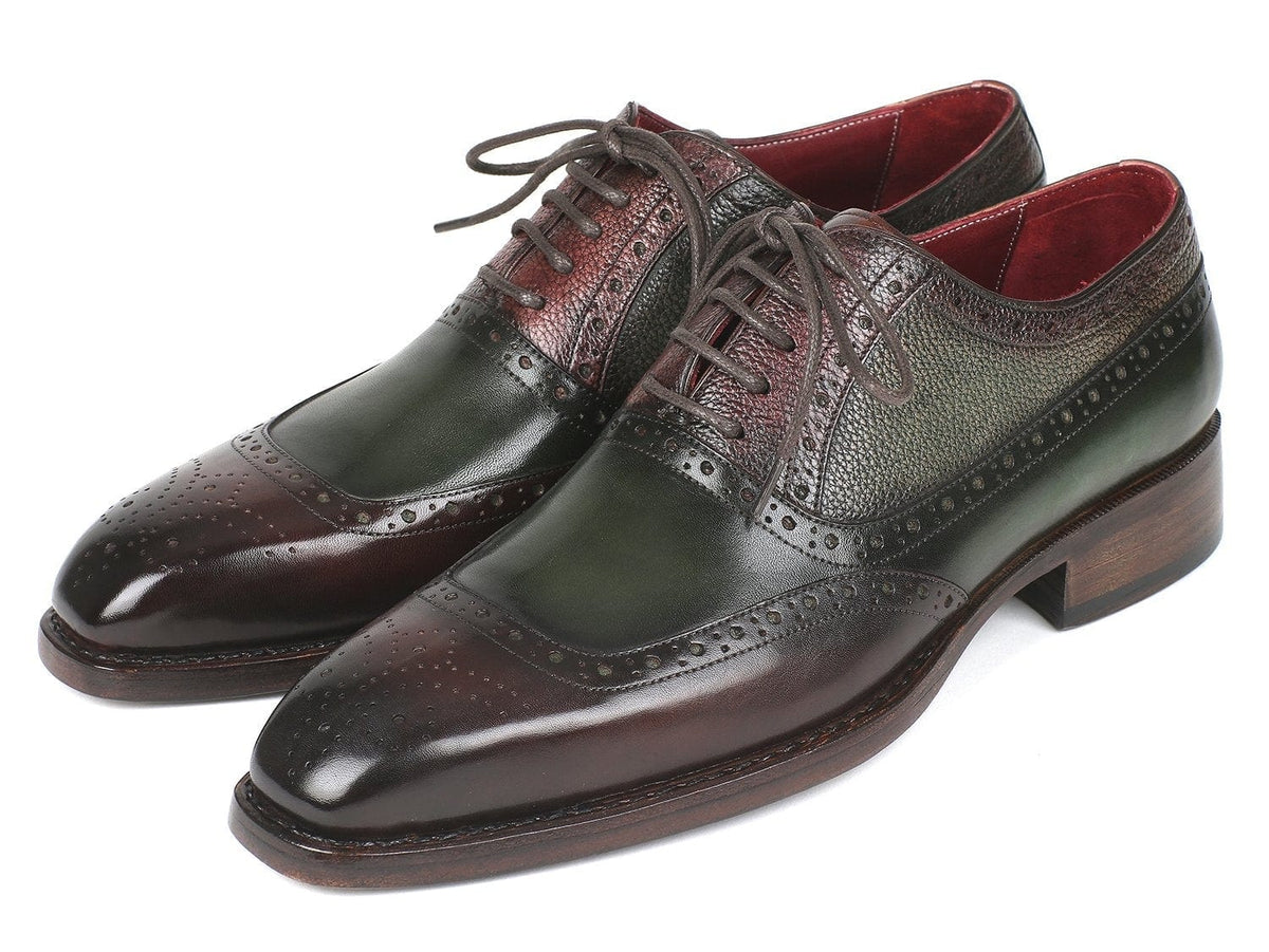 PAUL PARKMAN Paul Parkman Goodyear Welted Oxfords Brown & Green (ID#BW926GR)
