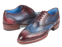 PAUL PARKMAN Paul Parkman Goodyear Welted Two Tone Wingtip Oxfords Blue & Bordeaux (ID#27LD77)