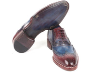 PAUL PARKMAN Paul Parkman Goodyear Welted Two Tone Wingtip Oxfords Blue & Bordeaux (ID#27LD77)