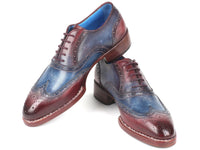 PAUL PARKMAN Paul Parkman Goodyear Welted Two Tone Wingtip Oxfords Blue & Bordeaux (ID#27LD77)