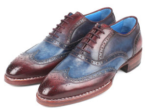 PAUL PARKMAN Paul Parkman Goodyear Welted Two Tone Wingtip Oxfords Blue & Bordeaux (ID#27LD77)