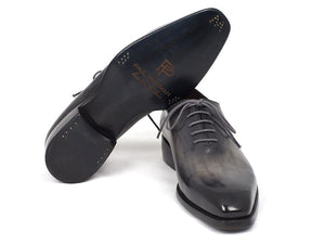 PAUL PARKMAN Paul Parkman Goodyear Welted Wholecut Oxfords Gray Black Hand-Painted (ID#044GRY)