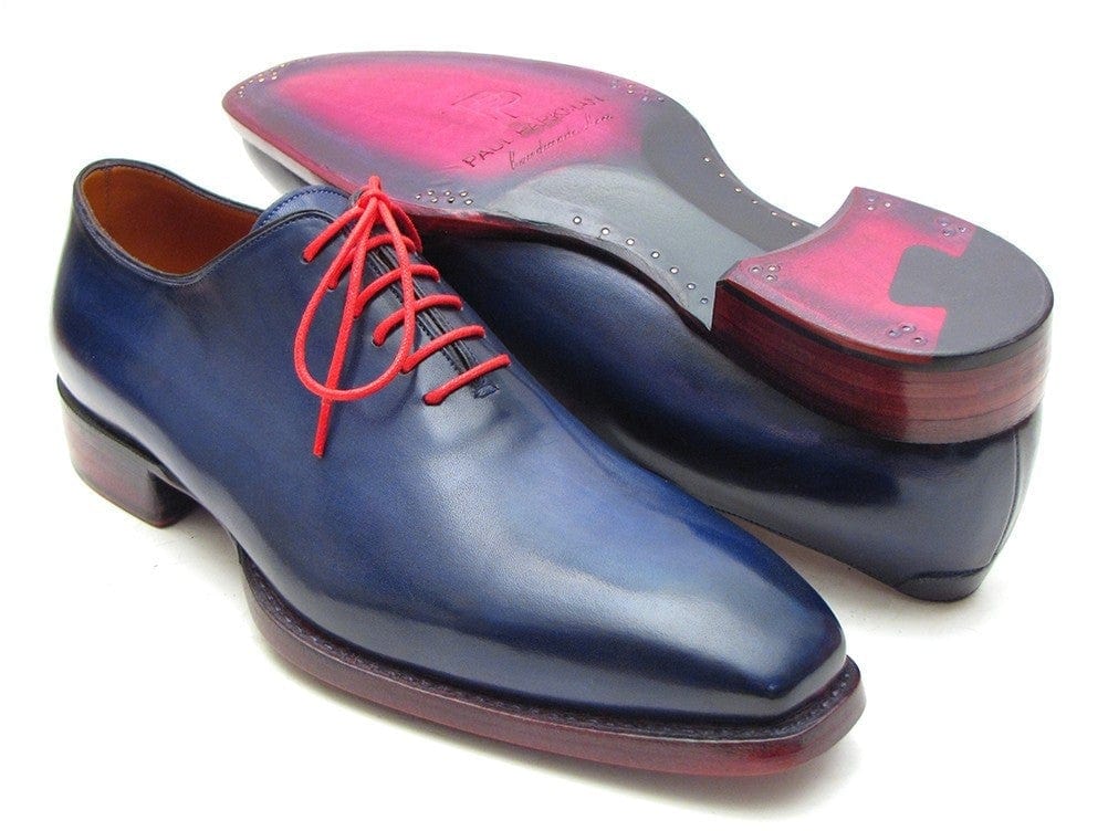 PAUL PARKMAN Paul Parkman Goodyear Welted Wholecut Oxfords Navy Blue Hand-Painted (ID#044CR)