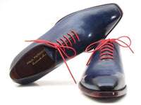 PAUL PARKMAN Paul Parkman Goodyear Welted Wholecut Oxfords Navy Blue Hand-Painted (ID#044CR)