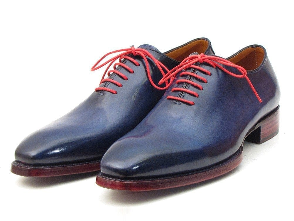 PAUL PARKMAN Paul Parkman Goodyear Welted Wholecut Oxfords Navy Blue Hand-Painted (ID#044CR)