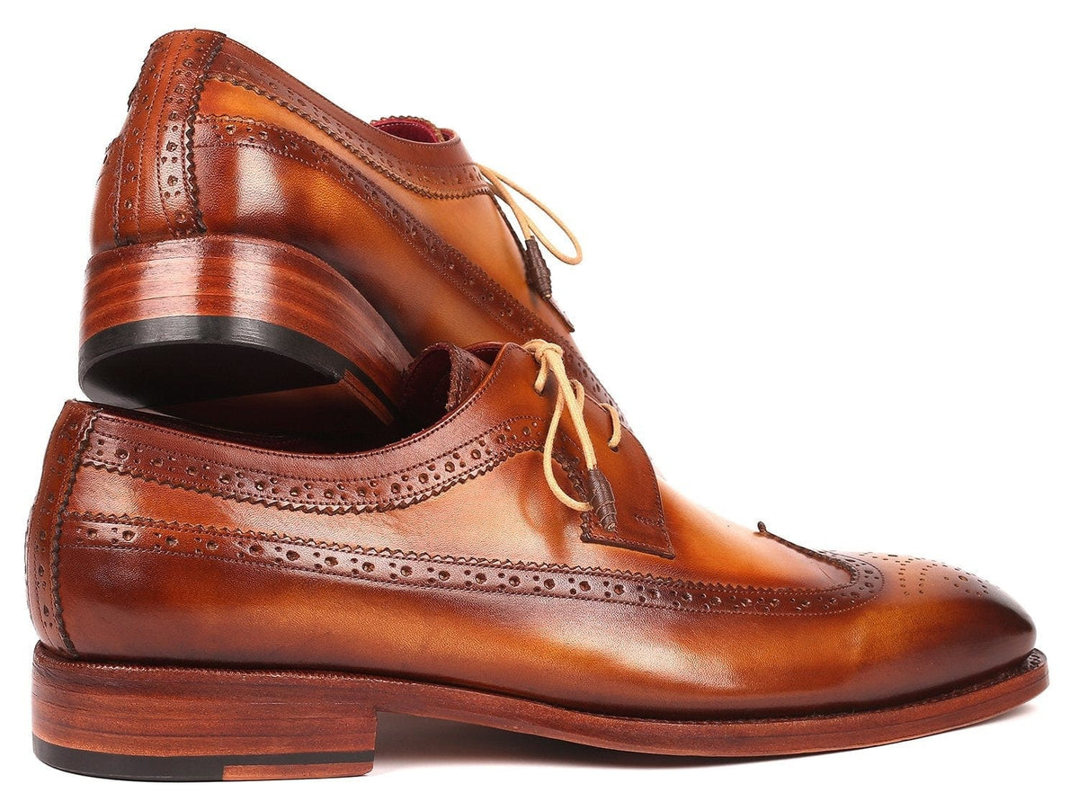PAUL PARKMAN Paul Parkman Goodyear Welted Wingtip Derby Shoes Camel (ID#511C74)