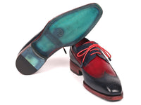 PAUL PARKMAN Paul Parkman Goodyear Welted Wingtip Derby Shoes Navy & Bordeaux (ID#511N85)