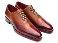 PAUL PARKMAN Paul Parkman Goodyear Welted Wingtip Oxfords Bordeaux & Camel (ID#081-RDT)