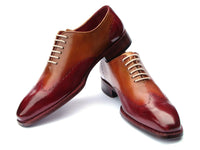 PAUL PARKMAN Paul Parkman Goodyear Welted Wingtip Oxfords Bordeaux & Camel (ID#081-RDT)