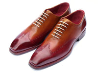 PAUL PARKMAN Paul Parkman Goodyear Welted Wingtip Oxfords Bordeaux & Camel (ID#081-RDT)