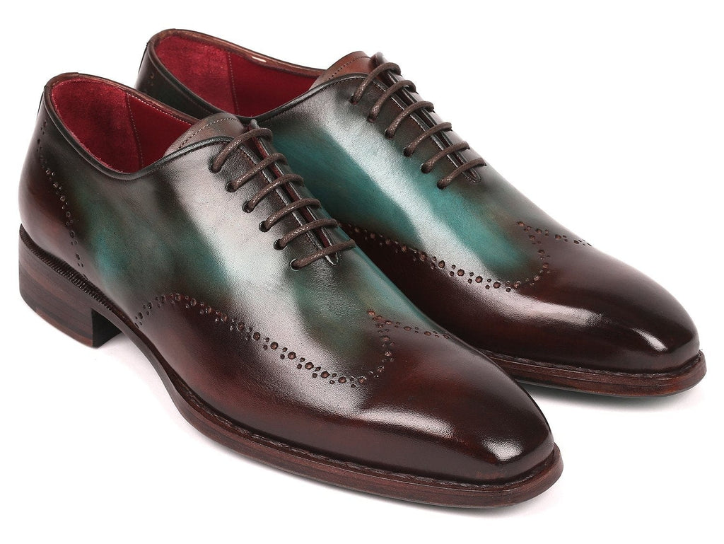 PAUL PARKMAN Paul Parkman Goodyear Welted Wingtip Oxfords Brown & Turquoise (ID#081-BTQ)