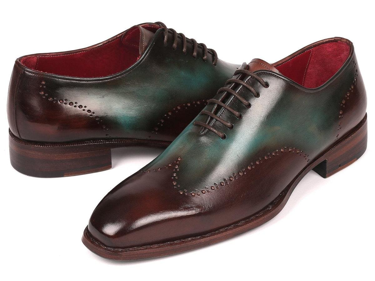 PAUL PARKMAN Paul Parkman Goodyear Welted Wingtip Oxfords Brown & Turquoise (ID#081-BTQ)