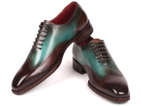 PAUL PARKMAN Paul Parkman Goodyear Welted Wingtip Oxfords Brown & Turquoise (ID#081-BTQ)