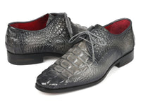 PAUL PARKMAN Paul Parkman Gray Crocodile Embossed Calfskin Derby Shoes (ID#1438GRY)