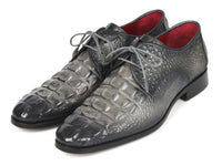 PAUL PARKMAN Paul Parkman Gray Crocodile Embossed Calfskin Derby Shoes (ID#1438GRY)