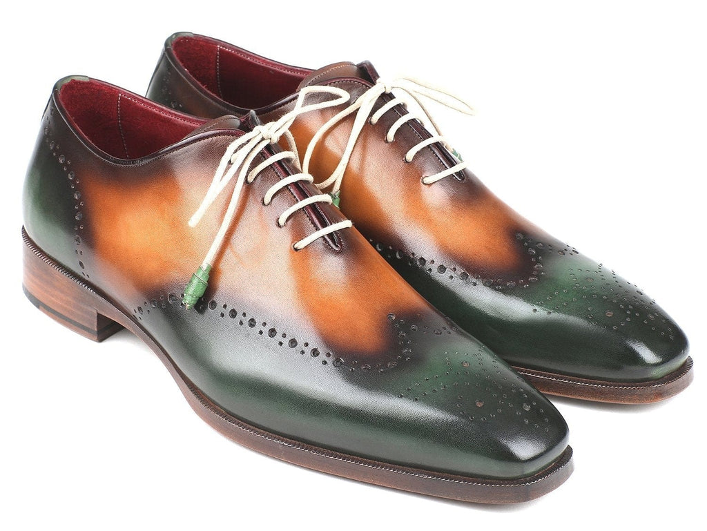 PAUL PARKMAN Paul Parkman Green & Camel Wingtip Oxfords (ID#097GV22)